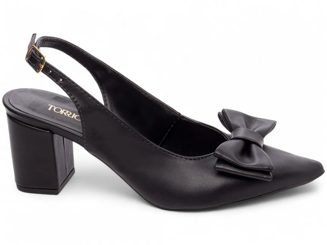 Scarpin Clássico Napa Preto Salto Grosso Confortável