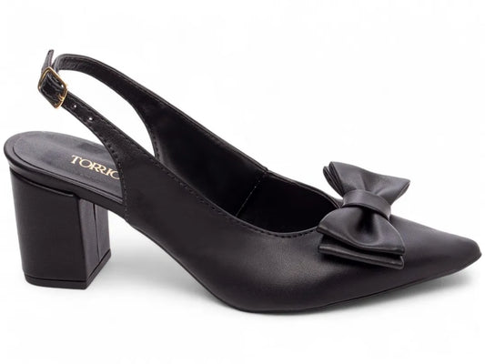 Scarpin Clássico Napa Preto Salto Grosso Confortável