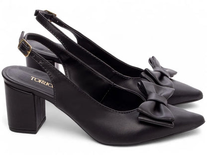 Scarpin Clássico Napa Preto Salto Grosso Confortável