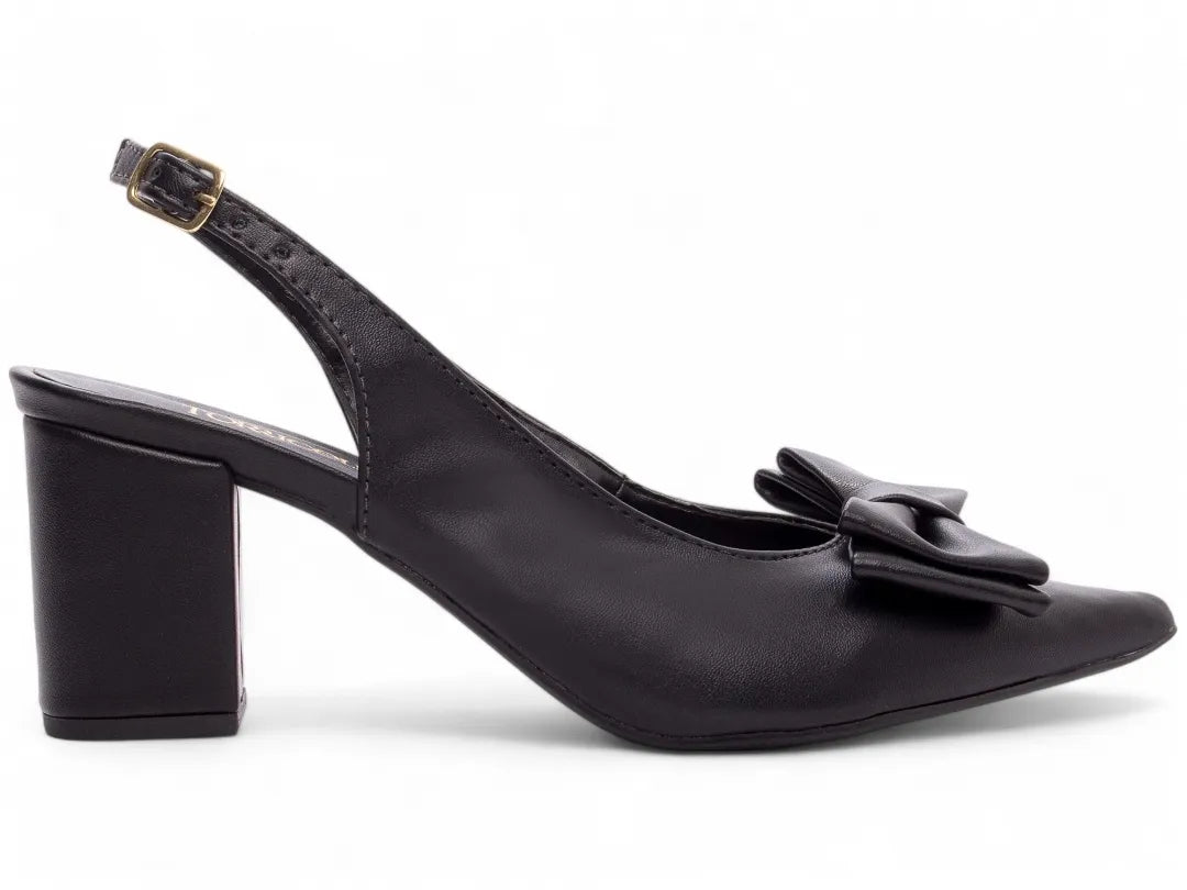 Scarpin Clássico Napa Preto Salto Grosso Confortável