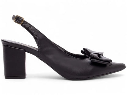 Scarpin Clássico Napa Preto Salto Grosso Confortável