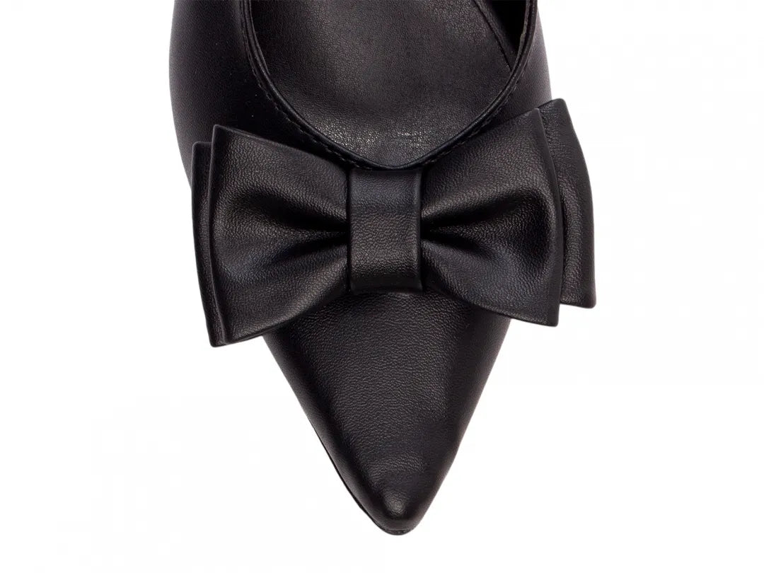 Scarpin Clássico Napa Preto Salto Grosso Confortável