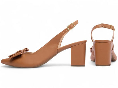 Scarpin Clássico Napa Caramelo Salto Grosso Confortável