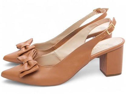 Scarpin Clássico Napa Caramelo Salto Grosso Confortável