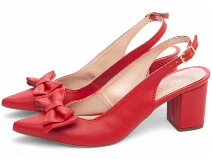 Sapato Scarpin Torricella Napa Vermelho com Fivela Dourada
