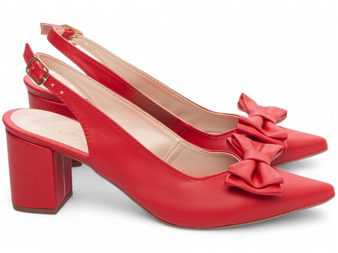 Sapato Scarpin Torricella Napa Vermelho com Fivela Dourada