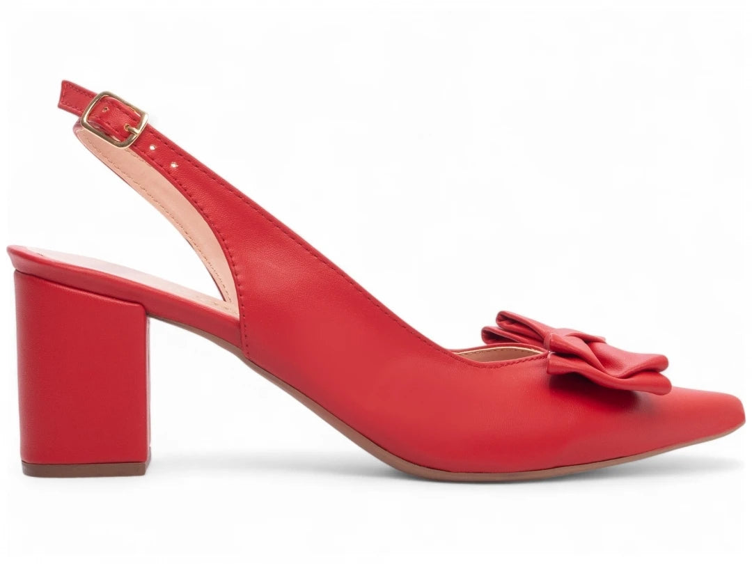 Sapato Scarpin Torricella Napa Vermelho com Fivela Dourada