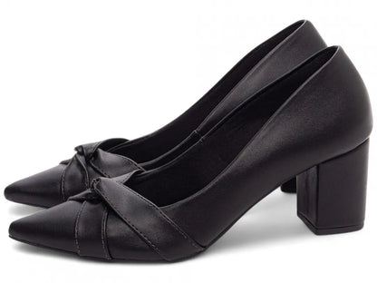 Scarpin Napa Preto Salto Grosso 6,5 cm com  Antiderrapante