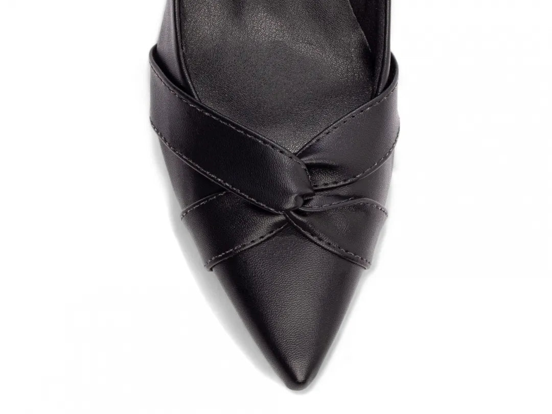 Scarpin Napa Preto Salto Grosso 6,5 cm com  Antiderrapante