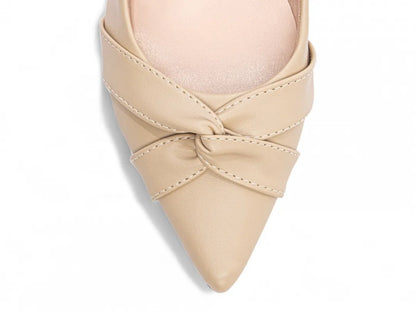 Sapato Scarpin Salto Grosso Bege com 6,5 cm Antiderrapante