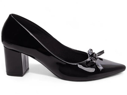 Sapato Scarpin Preto Elegante com Salto Grosso 6,5 cm  Antiderrapante
