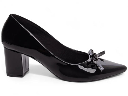Sapato Scarpin Preto Elegante com Salto Grosso 6,5 cm  Antiderrapante