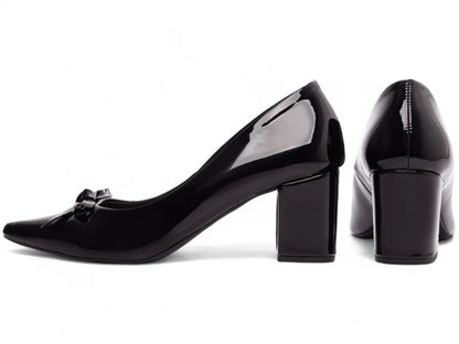 Sapato Scarpin Preto Elegante com Salto Grosso 6,5 cm  Antiderrapante