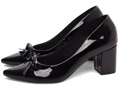 Sapato Scarpin Preto Elegante com Salto Grosso 6,5 cm  Antiderrapante