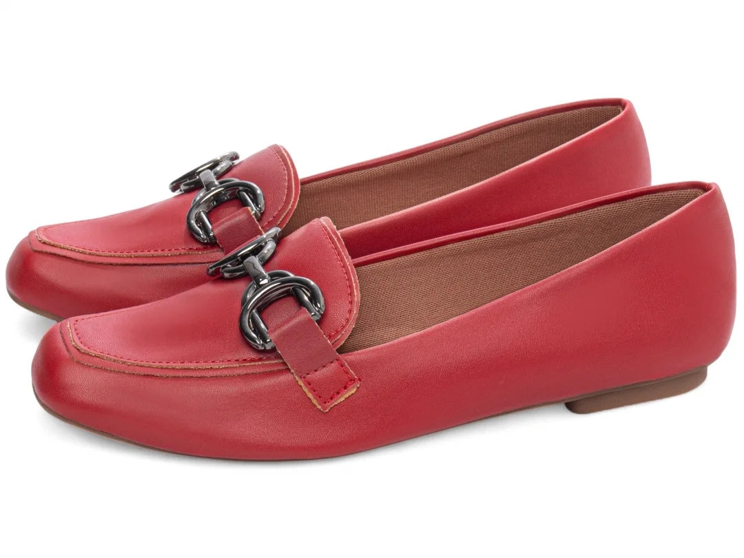 Sapatilha Mocassim Feminina Vermelha Confortável