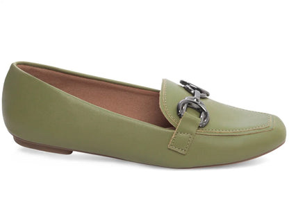 Sapatilha Mocassim Feminina Napa Verde Antiderrapante