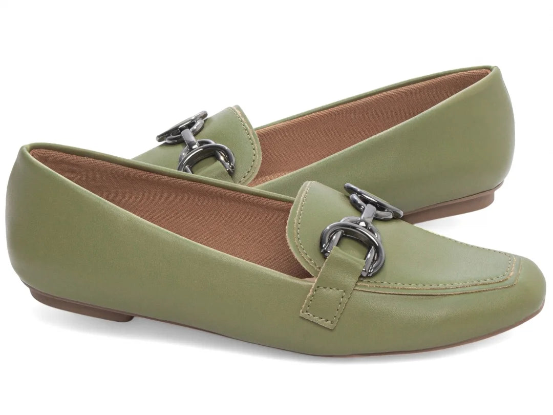 Sapatilha Mocassim Feminina Napa Verde Antiderrapante