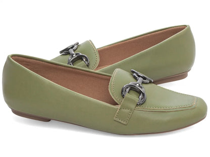 Sapatilha Mocassim Feminina Napa Verde Antiderrapante