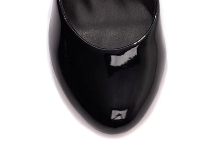 Scarpin Feminino Bico Redondo Verniz Preto Salto 7,5 cm