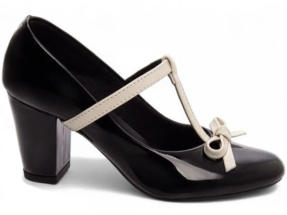 Sapato Scarpin Feminino Verniz Preto Salto Médio