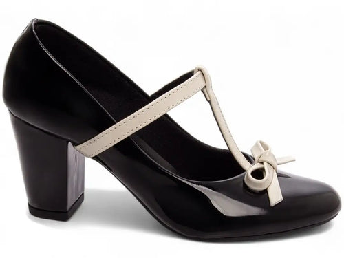 Sapato Scarpin Feminino Verniz Preto Salto Médio