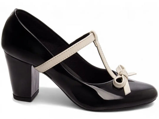 Sapato Scarpin Feminino Verniz Preto Salto Médio