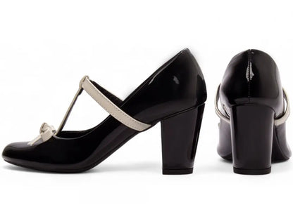 Sapato Scarpin Feminino Verniz Preto Salto Médio