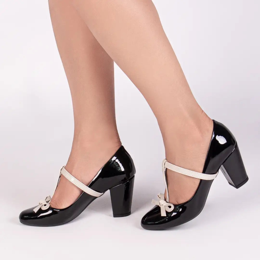 Sapato Scarpin Feminino Verniz Preto Salto Médio