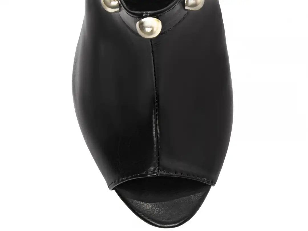 Sandália Feminina Elegante Napa Preto Salto Médio