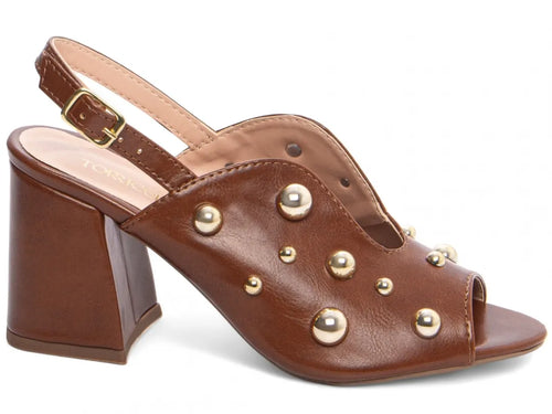 Sandália Ankle Boot Feminina Elegante Napa Caramelo