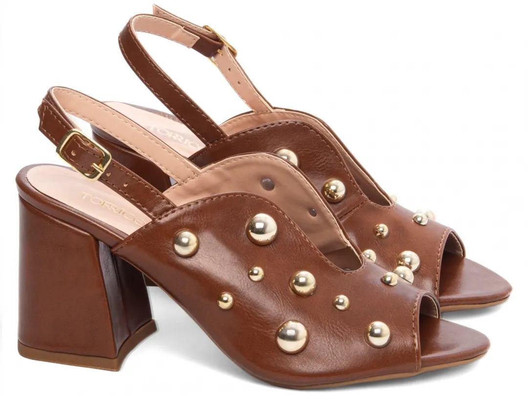 Sandália Ankle Boot Feminina Elegante Napa Caramelo