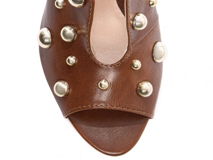 Sandália Ankle Boot Feminina Elegante Napa Caramelo