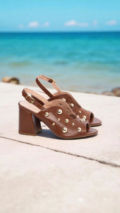 Sandália Ankle Boot Feminina Elegante Napa Caramelo