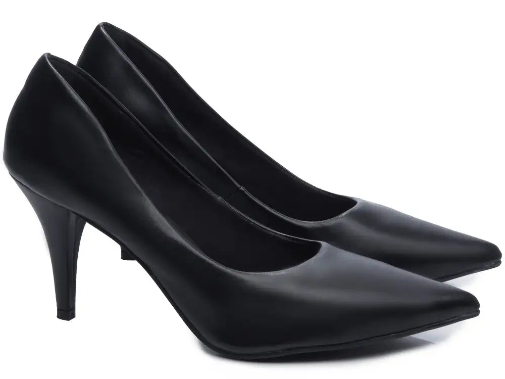 Sapato Scarpin Feminino Preto Salto Fino Numeração Grande 39 ao 44