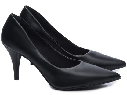 Sapato Scarpin Feminino Preto Salto Fino Numeração Grande 39 ao 44