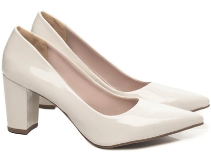 Scarpin Feminino Verniz Off White Numeração Especial Coleção FINEST