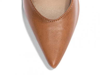 Sapato Scarpin Napa Caramelo Salto 12 com Fivela Encapada