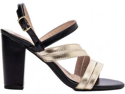 Sandália Torricella Napa Metalizado Ouro Light e Preto | Black Friday Hyly Prime