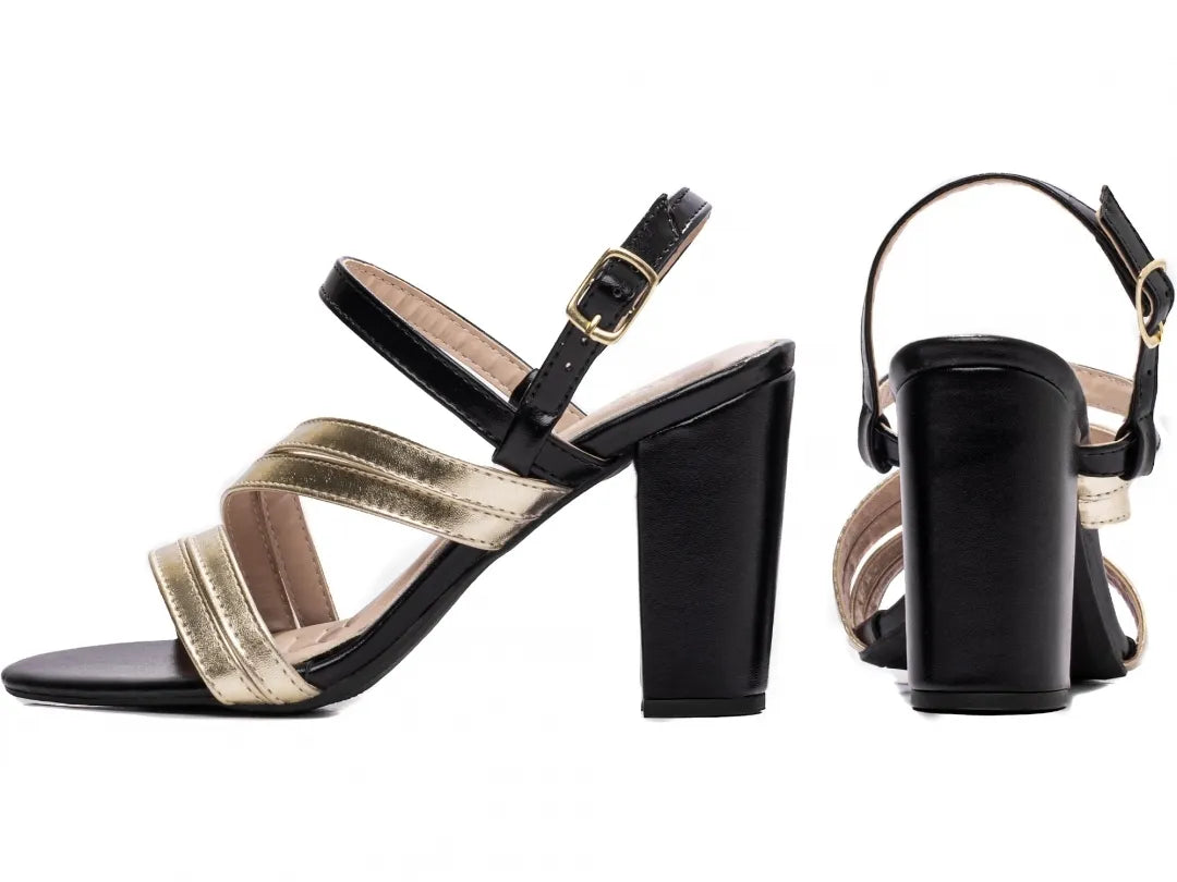 Sandália Torricella Napa Metalizado Ouro Light e Preto | Black Friday Hyly Prime