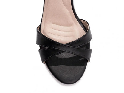 Sandália Feminina Napa Preta Salto Grosso 8,5 cm