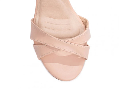 Sandália Feminina Napa Rosé Salto Grosso 8,5 cm