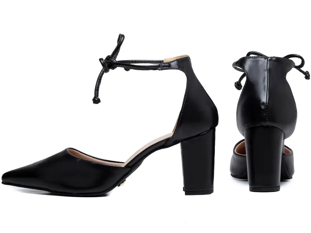 Sapato Scarpin Salto Bloco Preto Numeração Especial