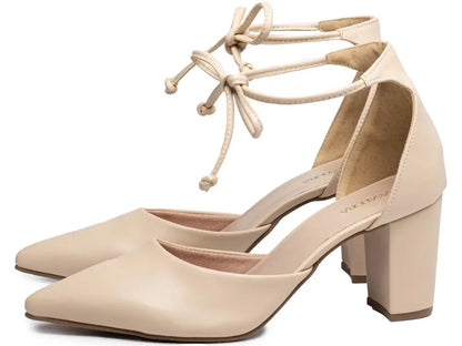 Scarpin Feminino Amêndoa Salto Grosso Numeração Especial