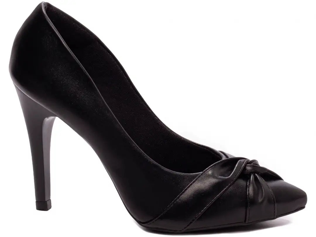 Sapato Scarpin Feminino Napa Preto Bico Fino Salto 10 cm