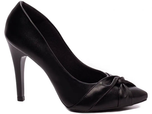 Sapato Scarpin Feminino Napa Preto Bico Fino Salto 10 cm