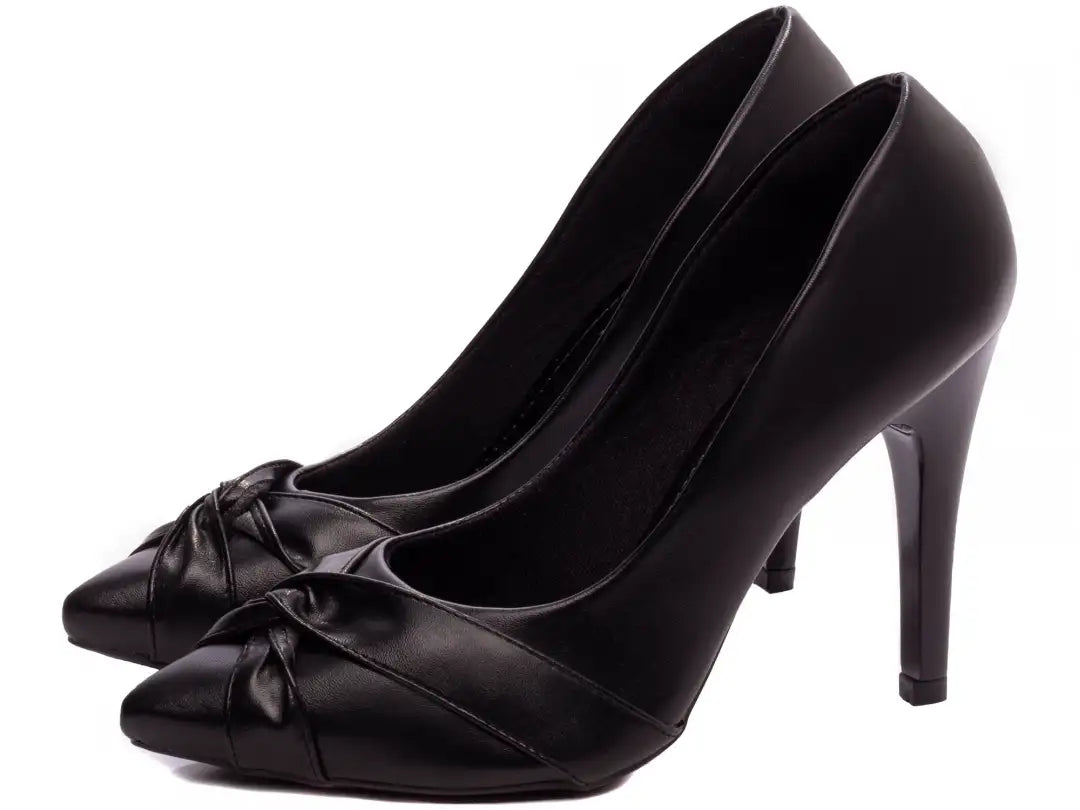 Sapato Scarpin Feminino Napa Preto Bico Fino Salto 10 cm