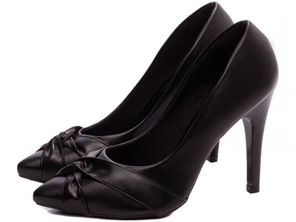 Sapato Scarpin Feminino Napa Preto Bico Fino Salto 10 cm