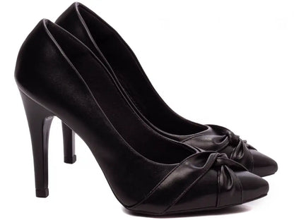 Sapato Scarpin Feminino Napa Preto Bico Fino Salto 10 cm