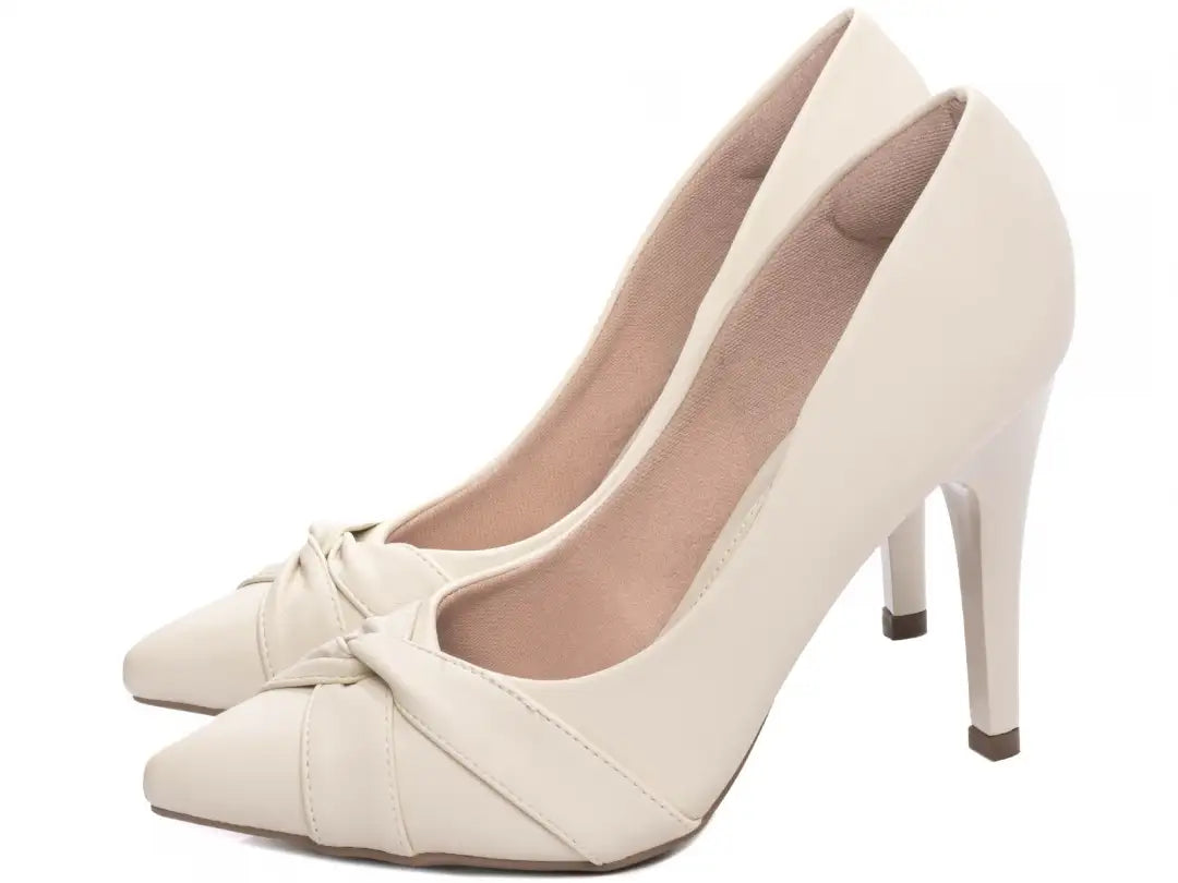 Sapato Scarpin Bico Fino Napa Off White