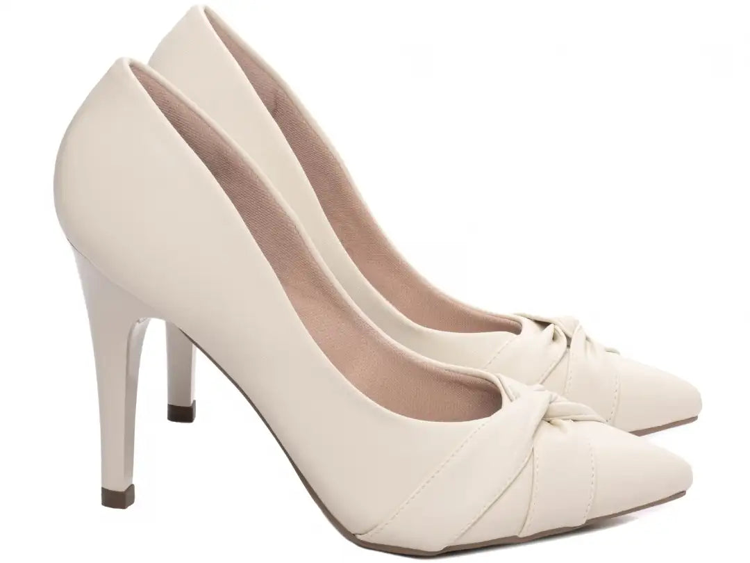 Sapato Scarpin Bico Fino Napa Off White